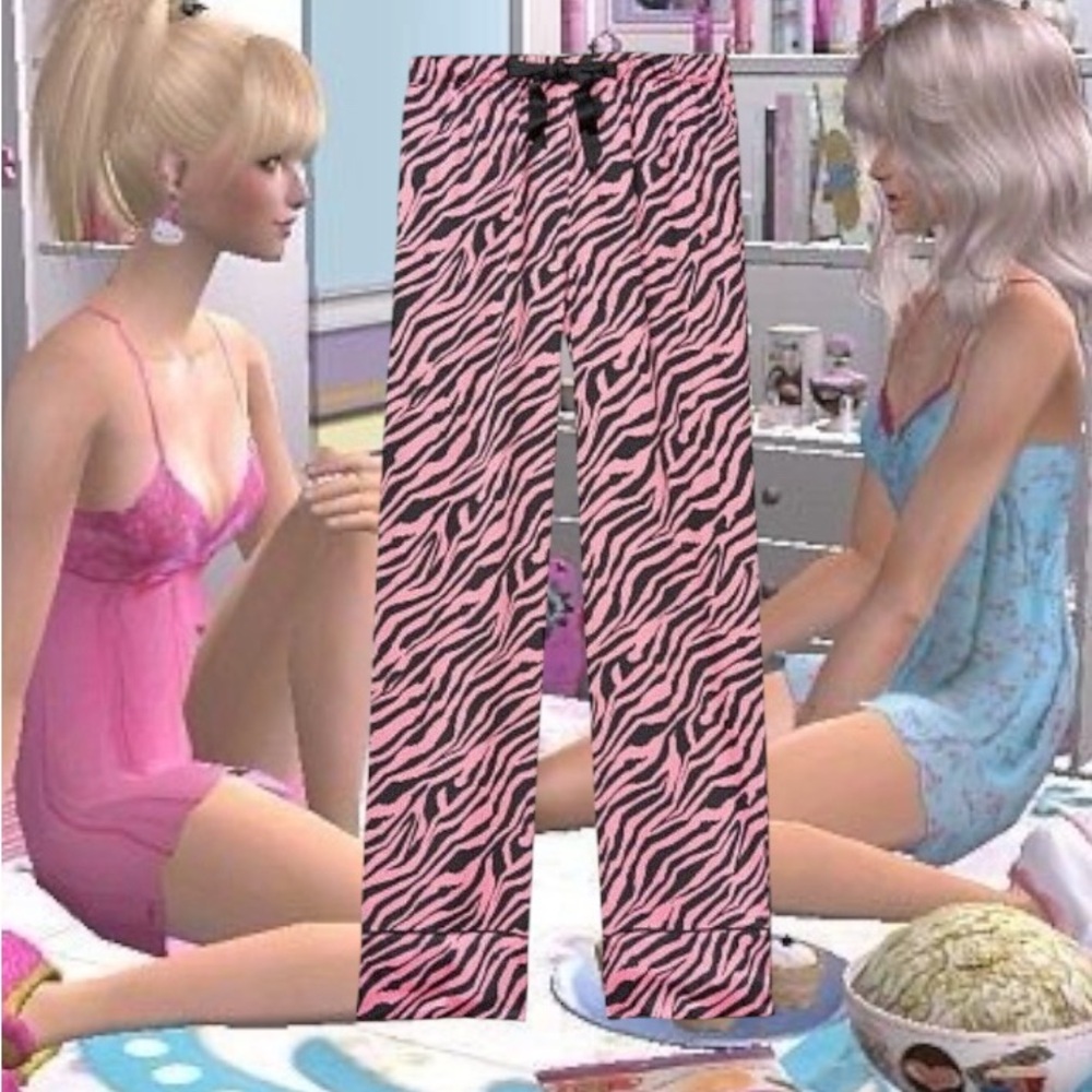 Pink and Black Zebra Print Pants